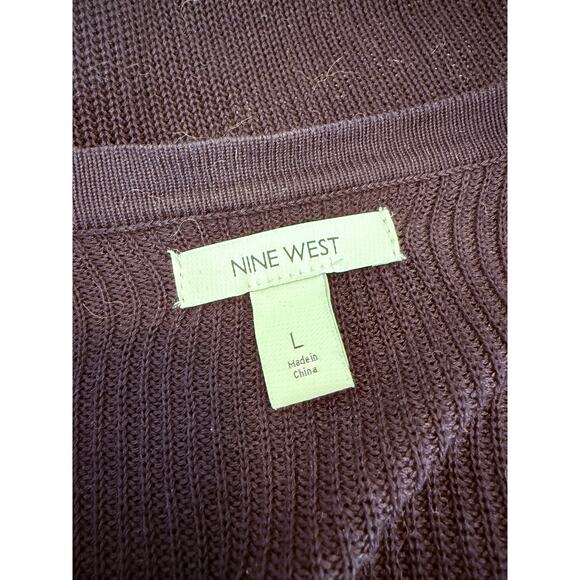 Nine West Black Rib Knit Open Cardigan Women L - A002 - Picture 4 of 6